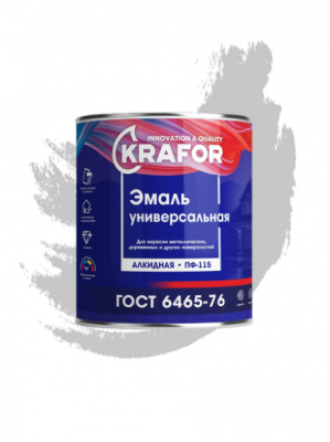 Эмаль KRAFOR ПФ-115 0,8кг серая