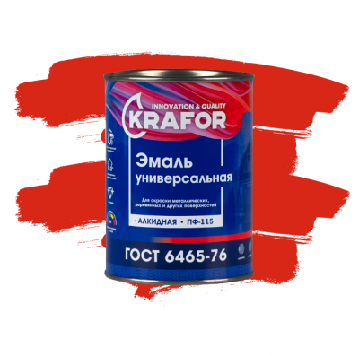 Эмаль KRAFOR ПФ-115 0,8кг красная