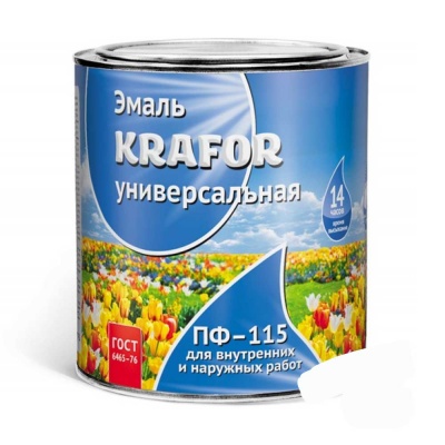 Эмаль KRAFOR ПФ-115 0,9кг белая