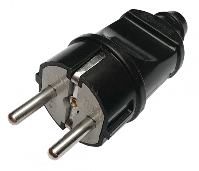 Вилка HOME прямая с з/к 16А черная