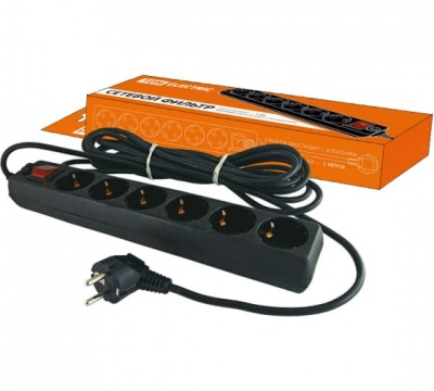 Сетевой фильтр СФ-06В выкл.6 гн.5м с/з ПВС 16А SQ1304-0013