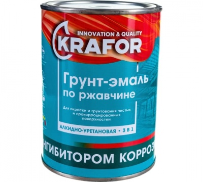 Грунт-эмаль KRAFOR по ржавчине 1кг черная