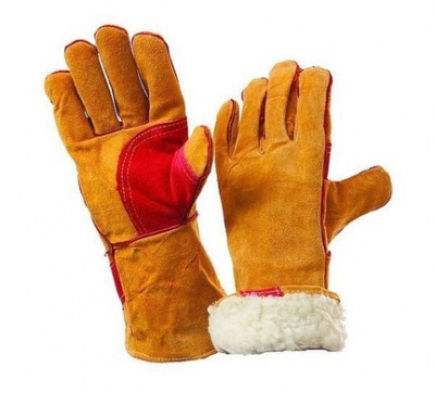 Краги сварщика "Русский лев"утепленные красные,мех 25-25