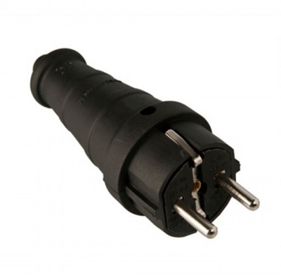 Вилка каучук прямая 16А 250В 6247828 черная